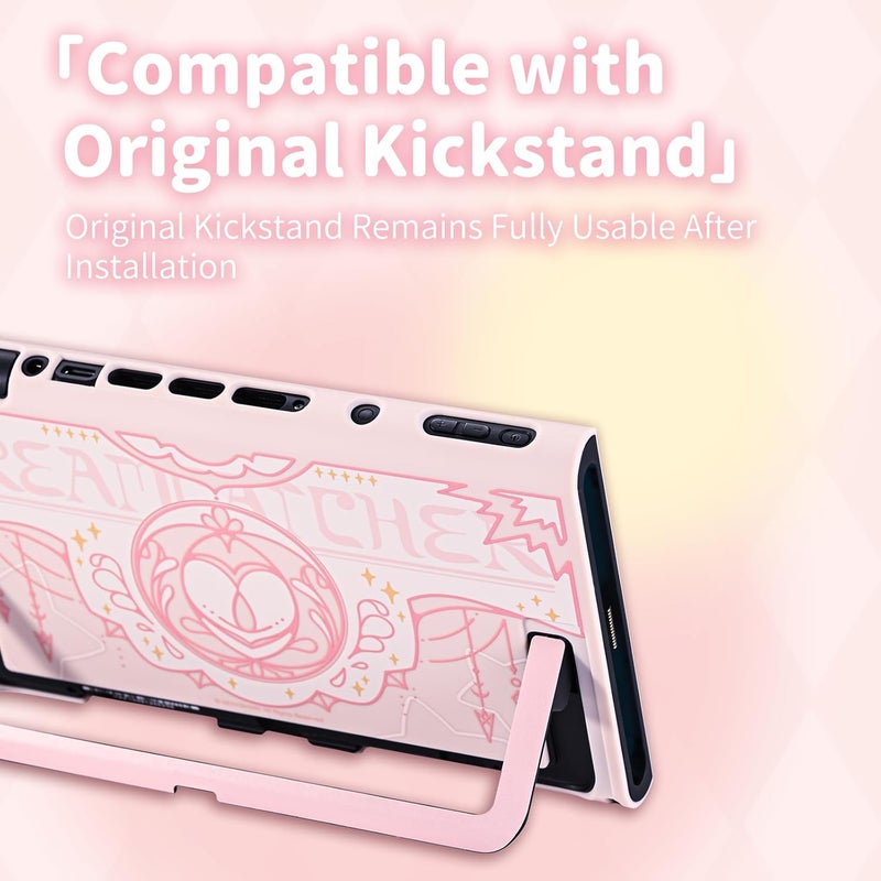 GEEKSHARE Protective Case Set Compatible with switch 2, PC Back Plate with Silicone Joysticks Covers, Includes 2 Thumb Grips, Waterproof Protection - Star Wing Series (Pink) - Image 4